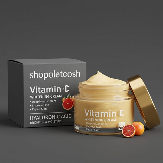Shopoletcosh Vitamin C Glass Skin Cream: Intense Brightening Complex with Vitamin E - For a Clear, Dewy & Healthy Complexion